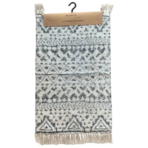 ALFOMBRA 50x80CM TRIANGULOS TRIBAL BLANCO Y NEGRO en Blanco - Textiles, Uruguay | Decohogar