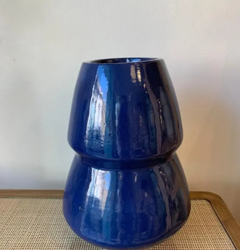 Jarron doble esmaltado azul en Azul - Jarrones, Uruguay | FMB
