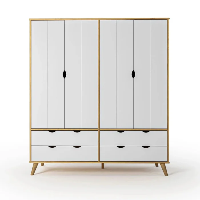 Ropero 4 Puertas - 4 Cajones - Línea Berlin - Blanco en Blanco - Roperos y placares, Uruguay | Ecowood, vista 4