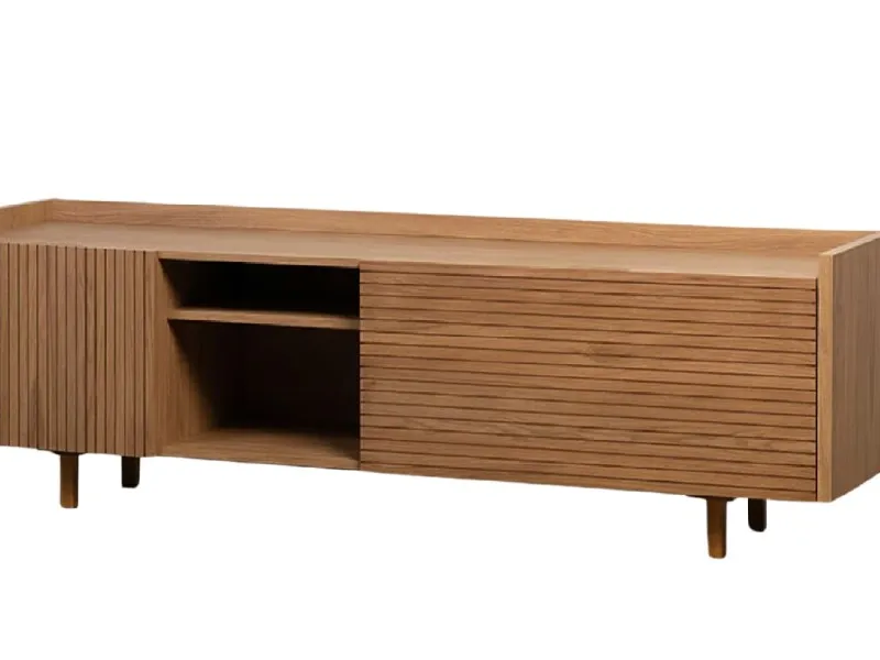 Rack PLISSE 1.80 m Madera en Madera natural - Muebles para TV, Uruguay | Finkel