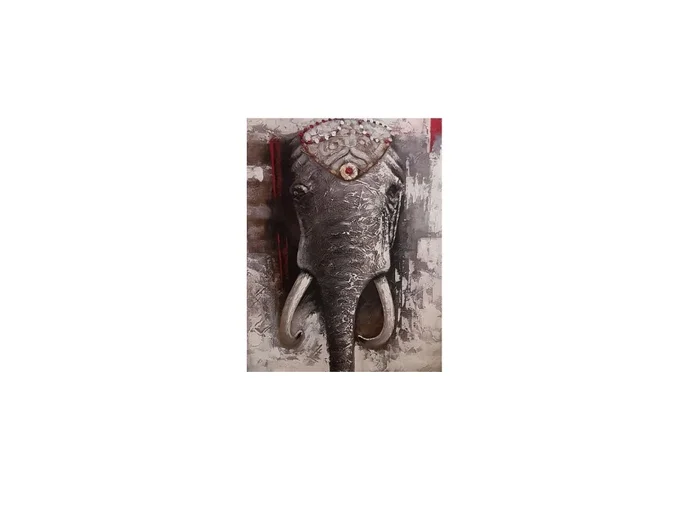 Oleo Decorativo Elefante India Grande en Gris - Decoración de pared, Uruguay | Finkel