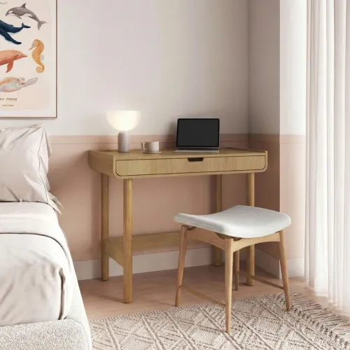 Escritorio Aura - 1 cajón - Natural en Marrón - Escritorios, Uruguay | NYR