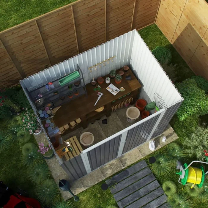 Galpon de Jardín Metalico Puerta Doble - 222x149x194 cm en Gris - Muebles para el exterior, Uruguay | Rústico Hogar, vista 3