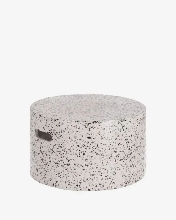 Mesa de centro redonda exterior Jenell terrazo blanco Ø 52 cm en Blanco - Mesas de living, Uruguay | Kavehome