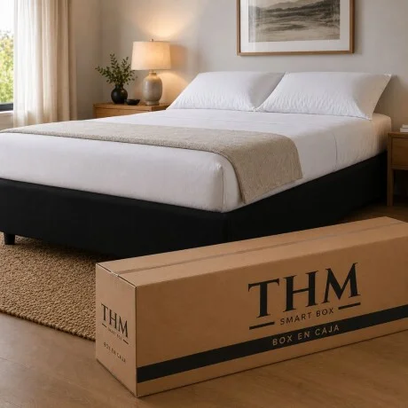 Cama SmartBox HAMPTONS Plaza Y Media 110x190 cm - Negro en Negro - Dormitorio, Uruguay | La Cueva Muebles, vista 10