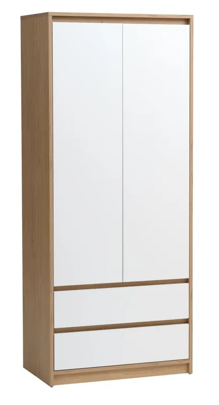 Armario BILLUND 80x193 blanco/roble en Madera natural - Roperos y placares, Uruguay | JYSK