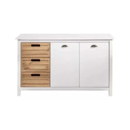 Aparador 2 Puertas 3 Cajones Combinado 100% Madera en BLANCO CARVALHO - Sillones y sofás, Uruguay | Soy Hogar