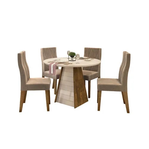 Juego De Comedor 4 Sillas Mesa Redonda Sillas Tapizadas en Blanco - Sillones y sofás, Uruguay | Soy Hogar