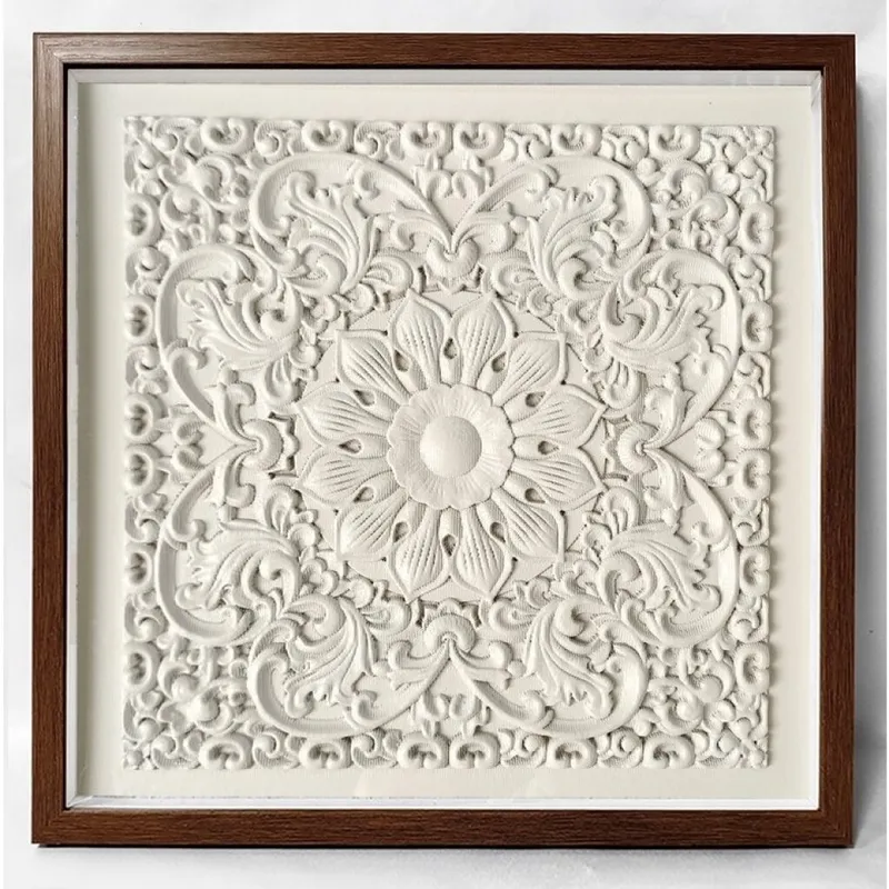 CUADRO CANVAS 50x50cm FLOR RELIEVE BLANCO en Blanco - Decoración de pared, Uruguay | Decohogar
