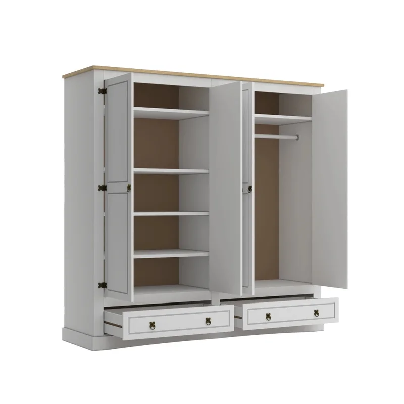 Ropero 4 Puertas - Madera Maciza - Línea Monterrey - Blanco - Roperos y placares, Uruguay | Ecowood, vista 3
