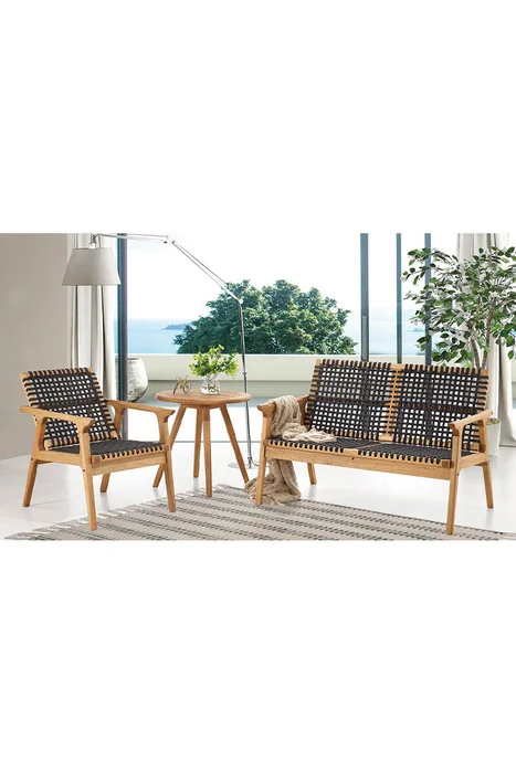 SOFA TRACO 2 LUGARES CUERDA NEGRA 119x72x83CM JATOBA en natural y - Muebles para el exterior, Uruguay | Vinibel, vista 5