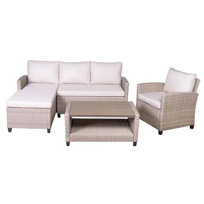 Set De Living Exterior Rattan-sintetico Natural-beige Cozumel en Madera natural - Muebles para el exterior, Uruguay | Divino, vista 2