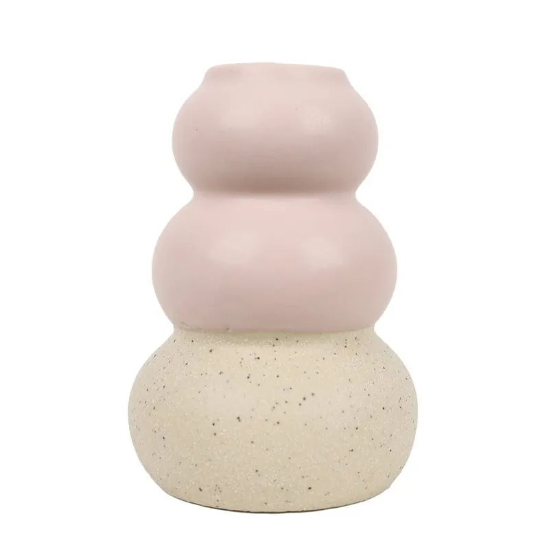 CANDELABRO ANILLOS 6x6x8.5CM CERAMICA ROSA en Rosa - Velas y Portavelas, Uruguay | Decohogar