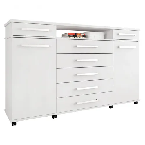 Comodas Cajoneras 7 Cajones 2 Puertas Estante Blanco London - Cómodas, Uruguay | Muebles Express