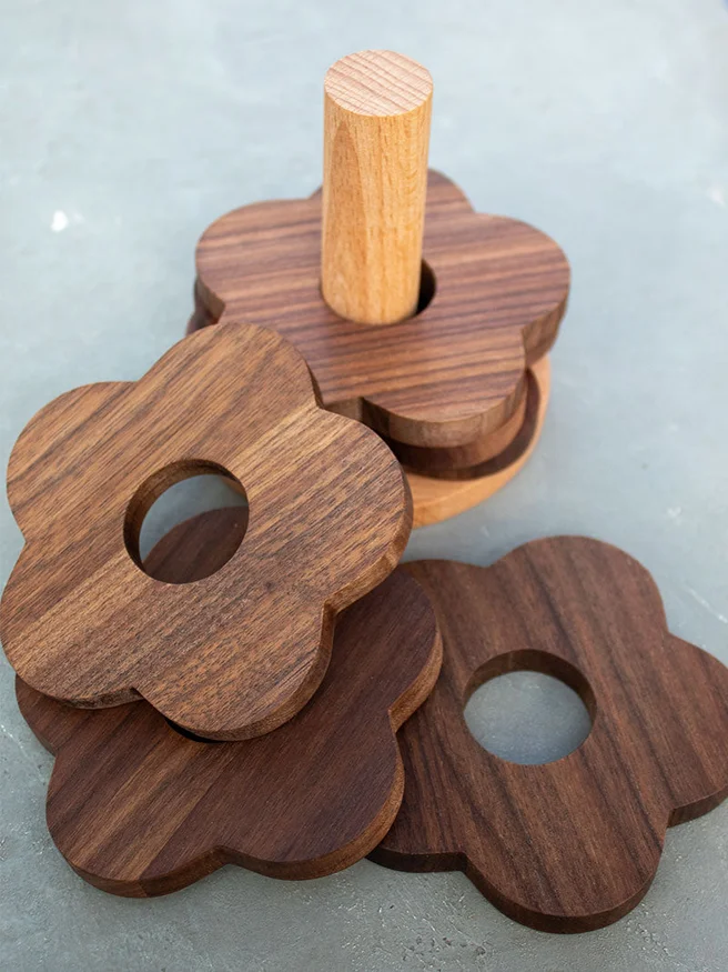 SET POSAVASOS X6 MADERA FLOR en Marrón - Textiles, Uruguay | Cabana, vista 2