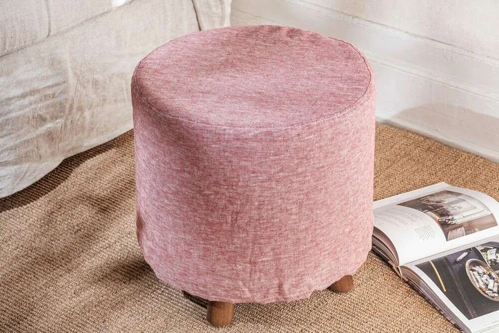 PUFF POLLY - FUNDA LINO DENIM CHERRY - Butacas, banquetas y puffs, Uruguay | La Iberica, vista 5