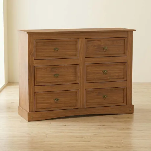 Cómoda 6 Cajones Madera Marron Mex en Marrón - Cómodas, Uruguay | Divino