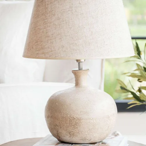 LAMPARA JARRON BEIGE en Beige - Lámparas de mesa, Uruguay | La Iberica