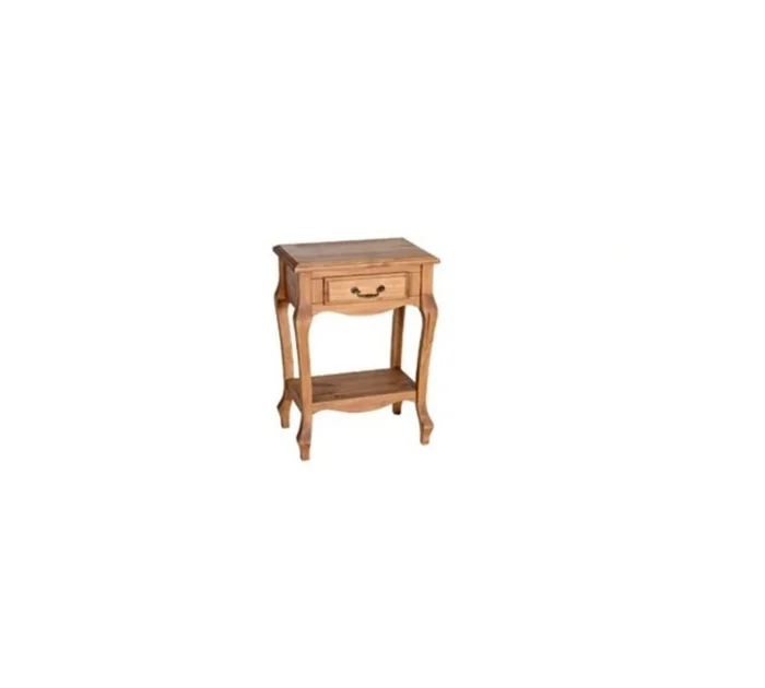 Mesa de luz 1 cajon - Linea luis XV - Natural en Madera natural - Mesas de luz, Uruguay | Rústico Hogar