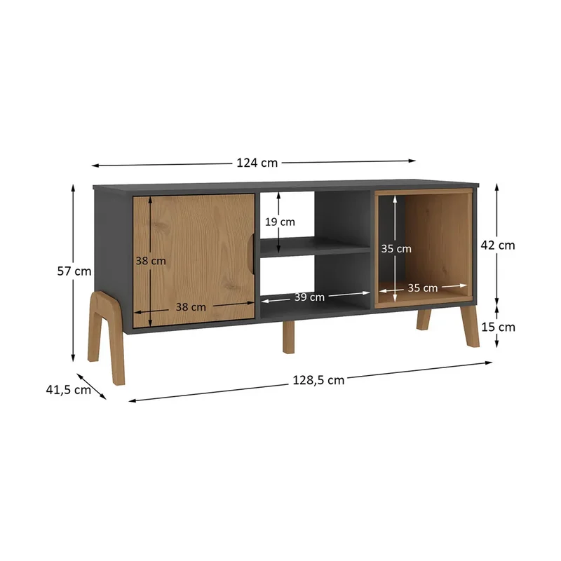 Rack 1 Puerta Con Espacio Y Estante Y Patas 100 % Mdp en Gris - Muebles para TV, Uruguay | Soy Hogar, vista 3