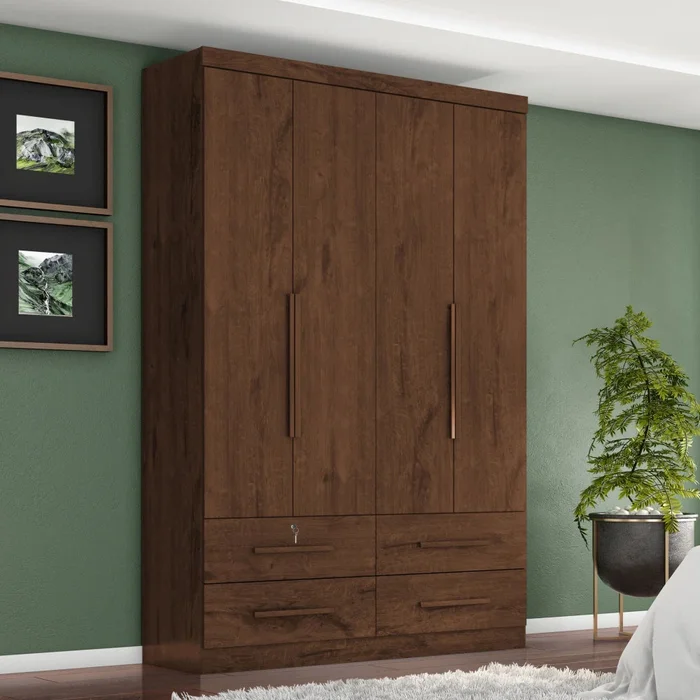 Ropero Max Plus 4 Puertas 4 Cajones - Línea Glam - Nogal en Marrón - Roperos y placares, Uruguay | Ecowood, vista 2