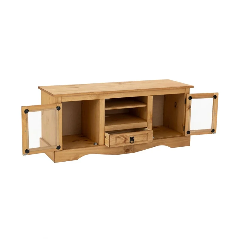 Rack 2 Puertas Vidrio Línea Monterrey - Natural en Madera natural - Muebles para TV, Uruguay | Ecowood, vista 5