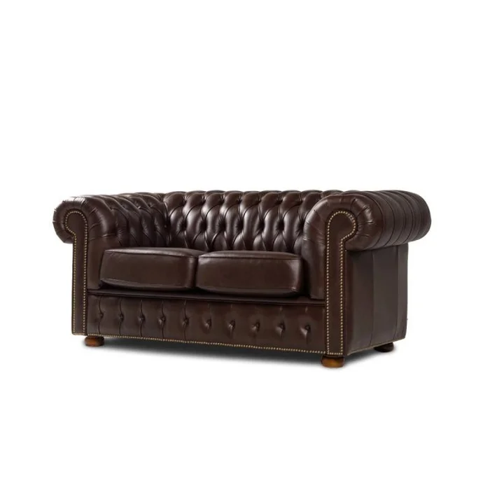 Sillón 100% Cuero - 2 Cuerpos - Chesterfield - Caramelo en Marrón - Sillones y sofás, Uruguay | Rústico Hogar, vista 2