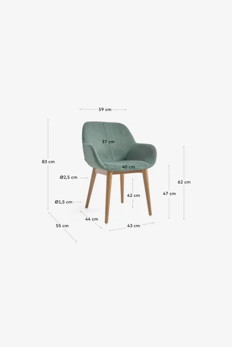 Silla Konna - verde y patas de madera maciza de fresno acabado oscuro en Verde - Sillas, Uruguay | Kavehome, vista 10