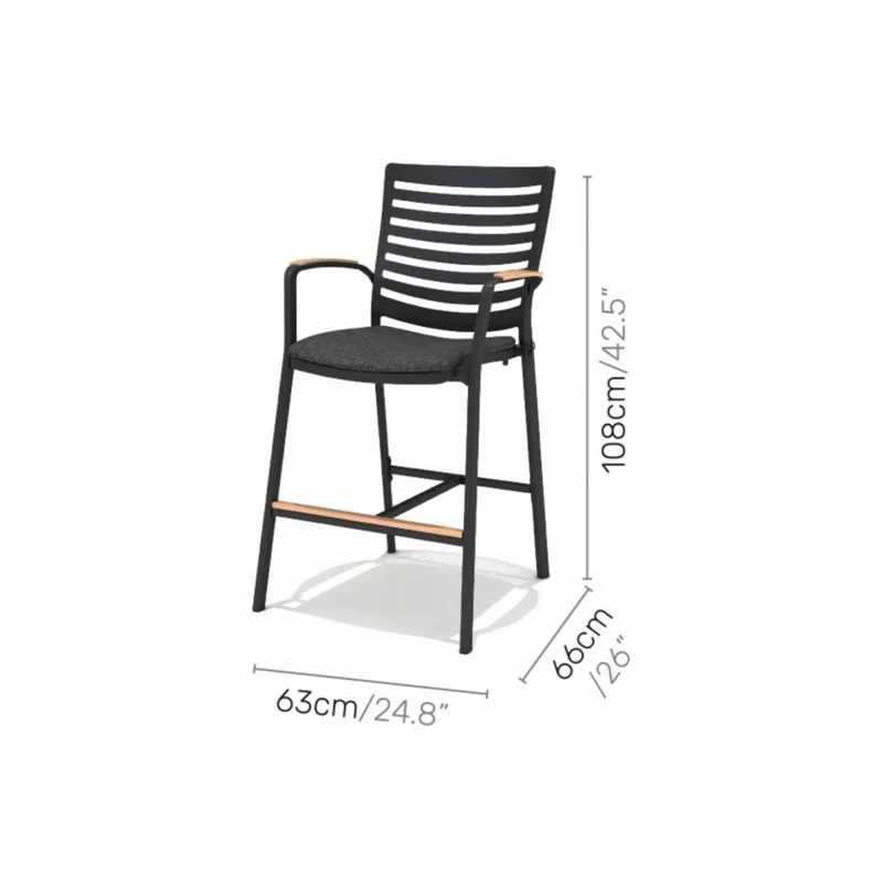 Silla de Bar - Portals - Negro en Gris - Muebles para el exterior, Uruguay | Rústico Hogar, vista 5