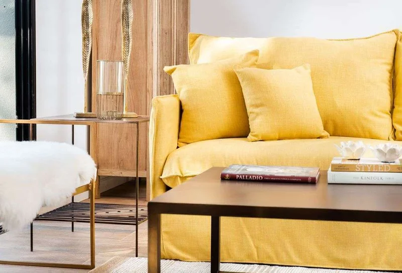 SILLON JOAQUINA - LINO ANTIMANCHAS MAIZ en Amarillo - Sillones y sofás, Uruguay | La Iberica, vista 3