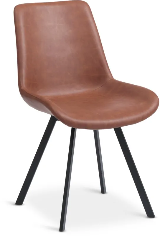 Silla de comedor HYGUM giratoria polipiel cognac/negro en Marrón - Sillas, Uruguay | JYSK