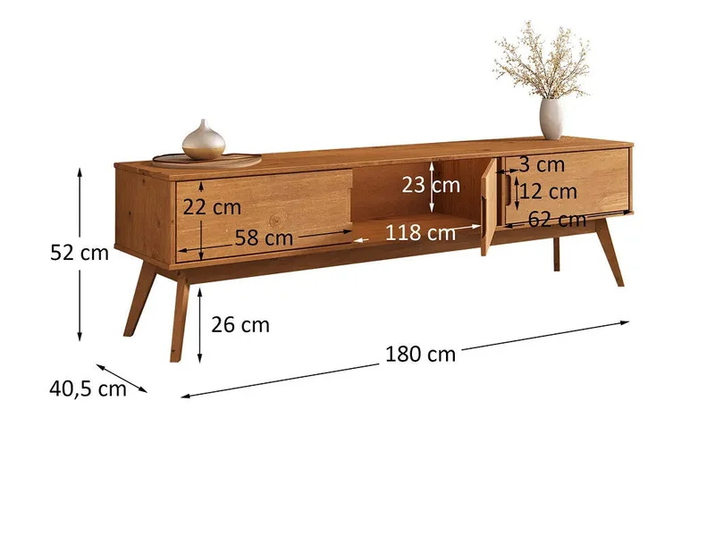 Rack TV 180CM Tivan - Madera Maciza en Madera natural - Muebles para TV, Uruguay | Balton, vista 6