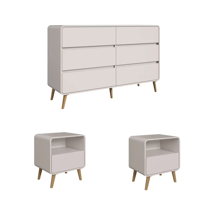 Juego de cajonera y mesas de luz beige - Mesas de luz, Uruguay | RM Muebles y Deco, vista 2