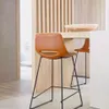 Taburete Zahara piel sintética marrón y acero con acabado negro altura 76 cm en Marrón - Butacas, banquetas y puffs, Uruguay | Kavehome, vista 4 de 8