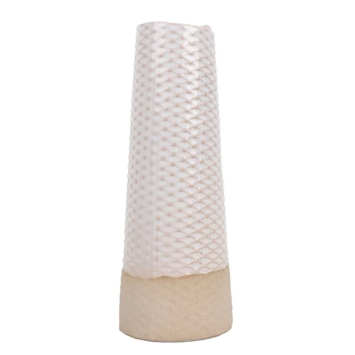 FLORERO LARGO DE RED D6x16CM CERAMICA BLANCO/NATURAL en Blanco - Jarrones, Uruguay | Decohogar