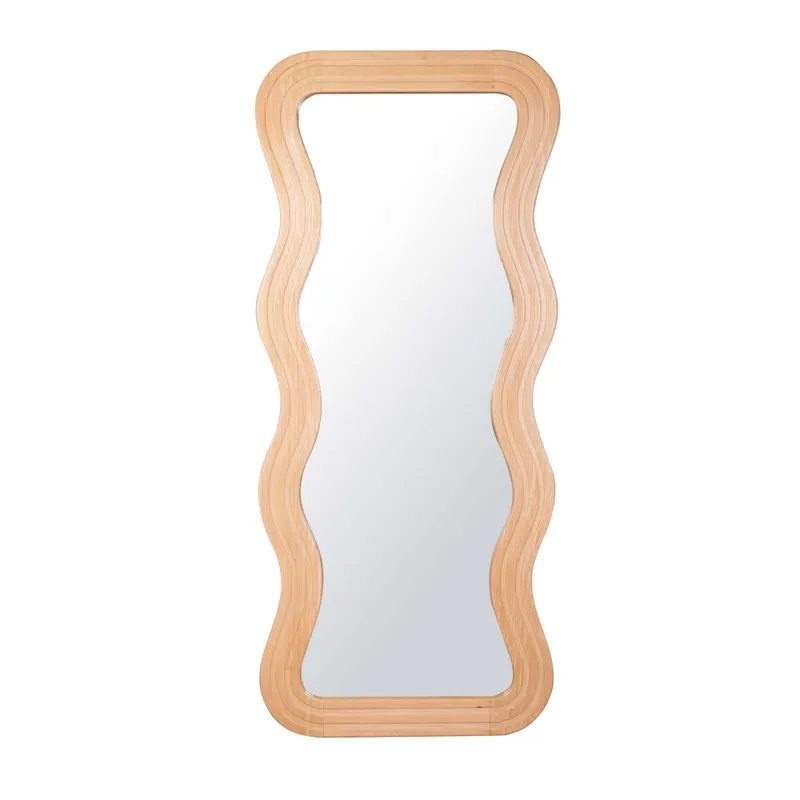 Espejo Disco 74x170cm Madera-de-mango Natural-beige Crudo en Blanco - Espejos, Uruguay | Divino