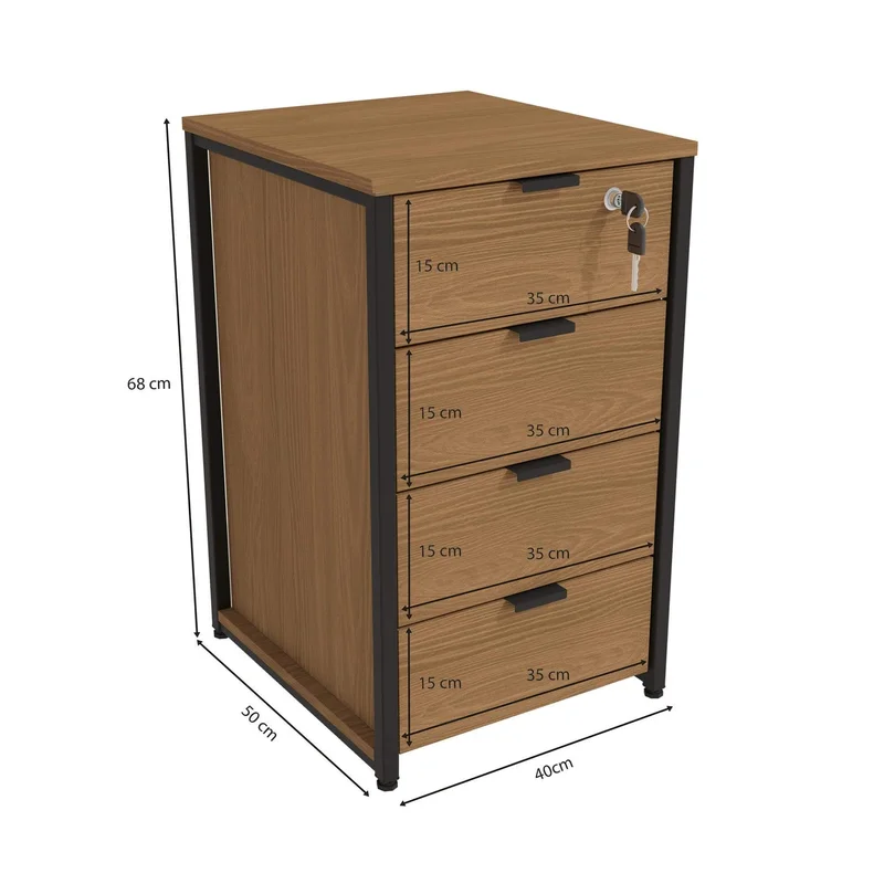 Cajonera con llave - Linea Industrial en Madera natural - Bibliotecas, Uruguay | Balton, vista 5