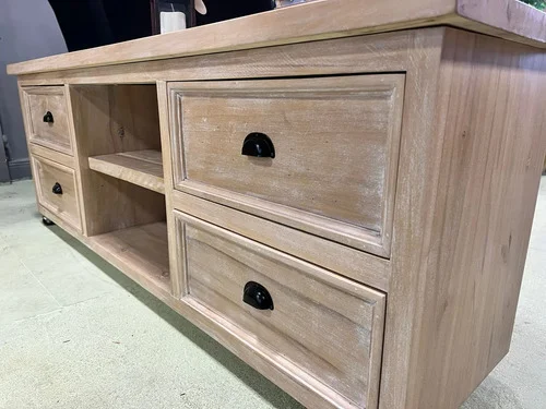Rack Mueble Tv 4 Cajones Madera Maciza Ozark A Elección en Madera natural, Uruguay | Ozark Home, vista 5