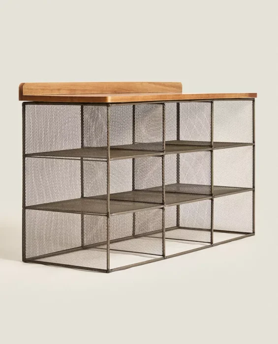 BANCO ZAPATERO DE METAL Y MADERA en Madera natural - Aparadores y recibidores, Uruguay | Zara Home, vista 3