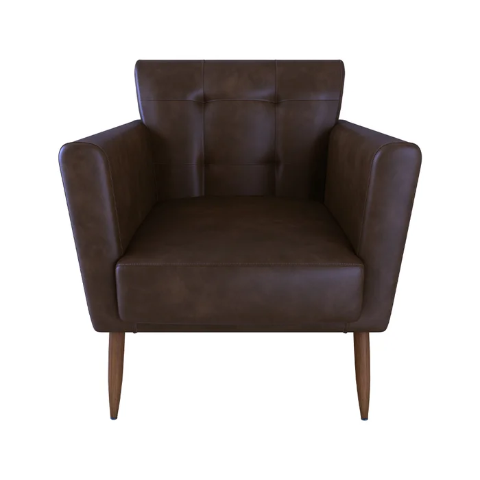 Butaca Poltrona Tapizada Cuertina Pu Patas De Madera - Butacas, banquetas y puffs, Uruguay | Muebles Express