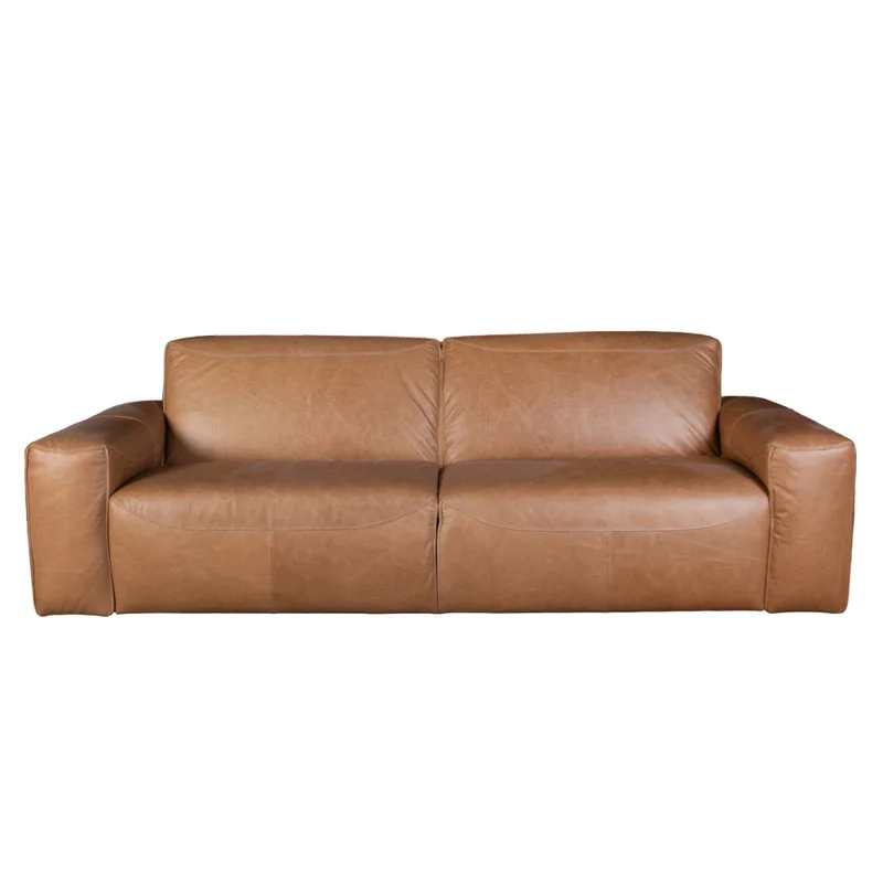 Sofa 3 Cuerpos Cuero-100-natural Marron Porto Camel en Beige - Sillones y sofás, Uruguay | Divino, vista 3