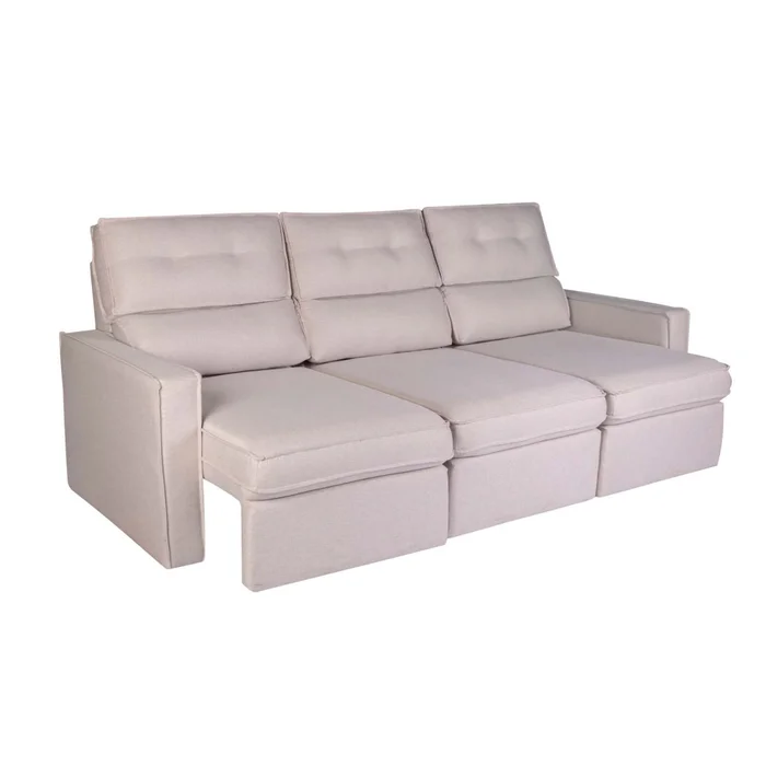 Sofa Retractil 3 Cuerpos Tela Natural-beige Ambar Beige en Beige - Sillones y sofás, Uruguay | Divino, vista 3