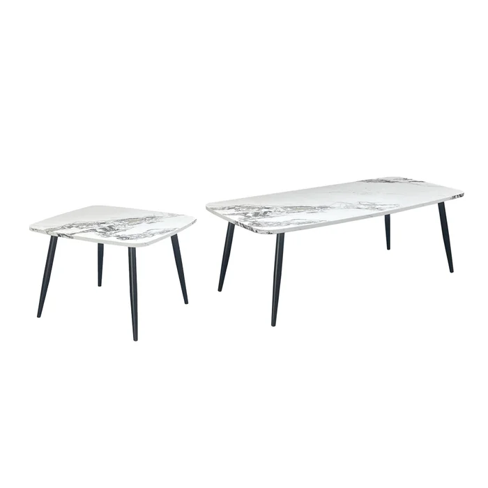 Mesa De Centro Mesa De Apoyo Patas De Metal Living Set en MARMOL - Mesas de arrimo, Uruguay | Muebles Express