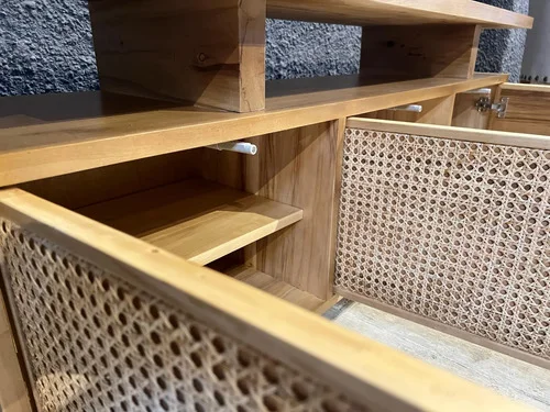 Rack Mueble Para Tv Ozark Esterilla 3 Puertas Madera Maciza A Elección en Madera natural, Uruguay | Ozark Home, vista 8