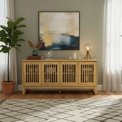Aparador Bargueño Madera Maciza Rejilla 180x85x38 - Ozark A Eleccion en Madera natural - Aparadores y recibidores, Uruguay | Ozark Home
