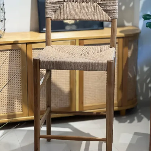 Silla de bar teca y kraft en Madera natural - Butacas, banquetas y puffs, Uruguay | FMB