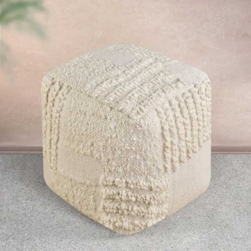 Pouf Balknap Lana Lana Natural en Beige - Textiles, Uruguay | Divino