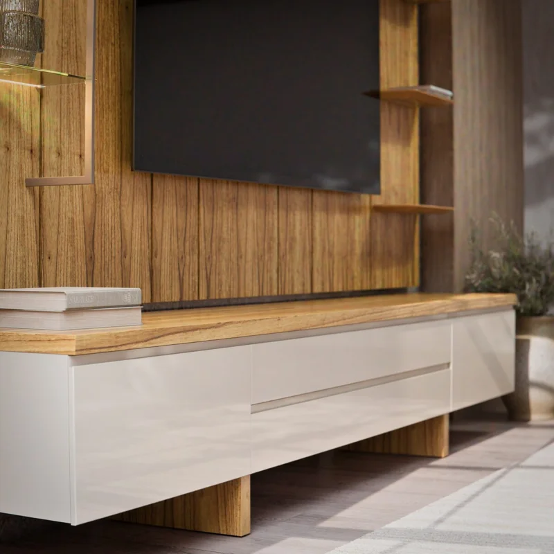 Rack de TV SUD 2.2 - Linea Manhattan - Gianduia / Cinamomo en Beige - Muebles para TV, Uruguay | Rústico Hogar, vista 4