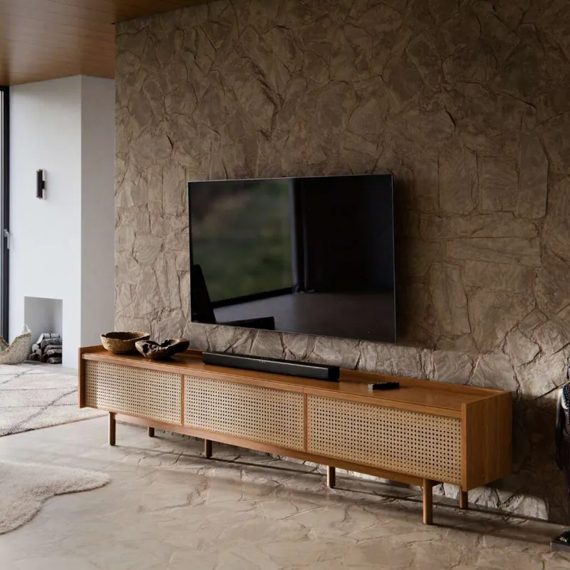 Rack Dune - Con tejido - Natural en Marrón - Muebles para TV, Uruguay | NYR