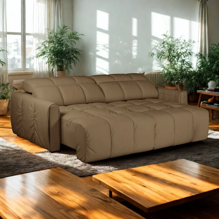 Sofá de cuero 3 Cuerpos - Masom - Marrón Claro en Marrón - Sillones y sofás, Uruguay | Rústico Hogar, vista 2